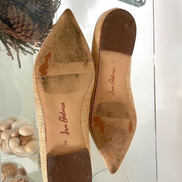 Sam Edelman,  Wanda Pointed Toe, Ballet Flat , Bleached Beachwood Weave, Size 5 - Picture 7 of 8